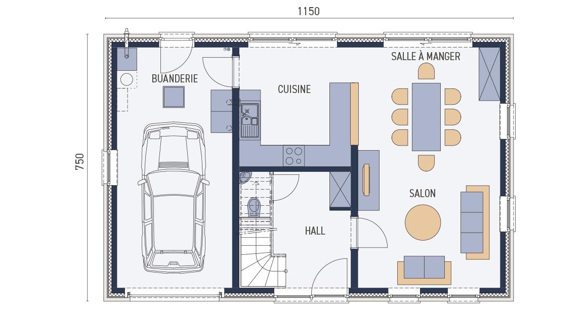 Maison d'inspiration Ecostyle 07 - Plan rez