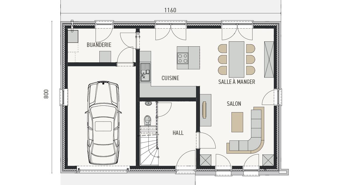 Maison d'inspiration Ecostyle 08 - Plan rez