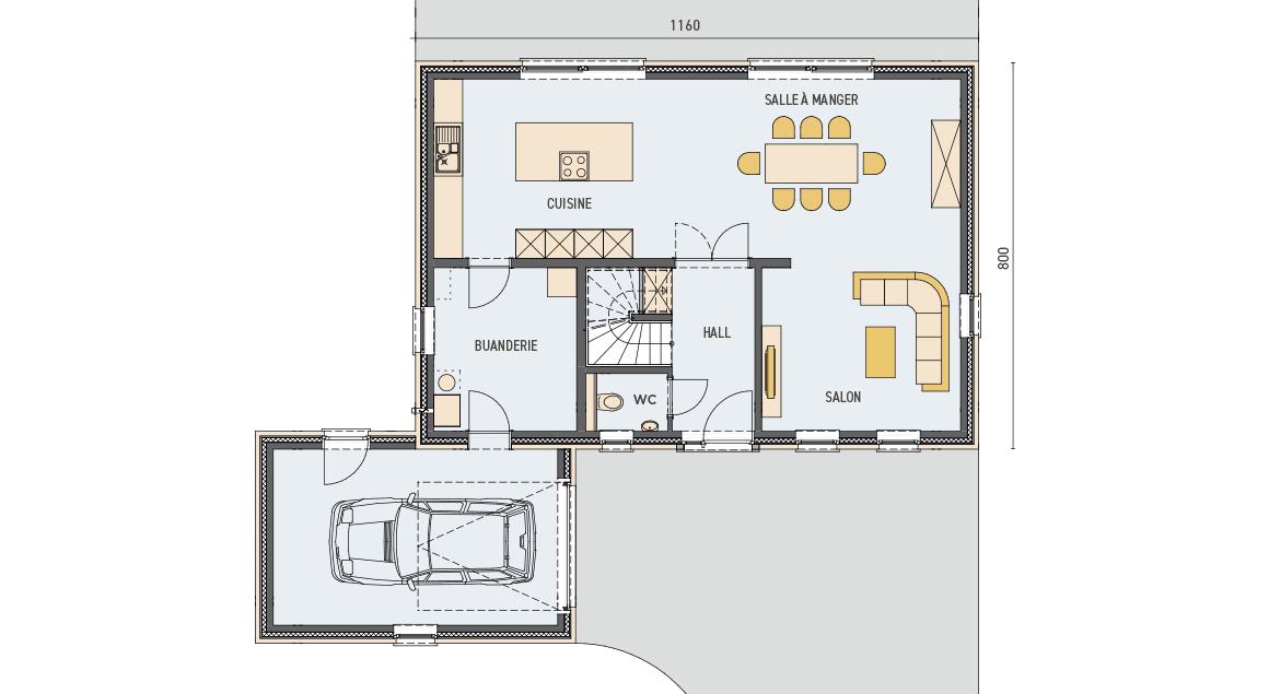 Maison d'inspiration Ecostyle 12 - Plan rez