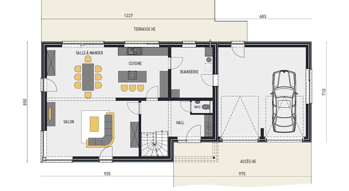 Maison d'inspiration Ecostyle 14 - Plan rez