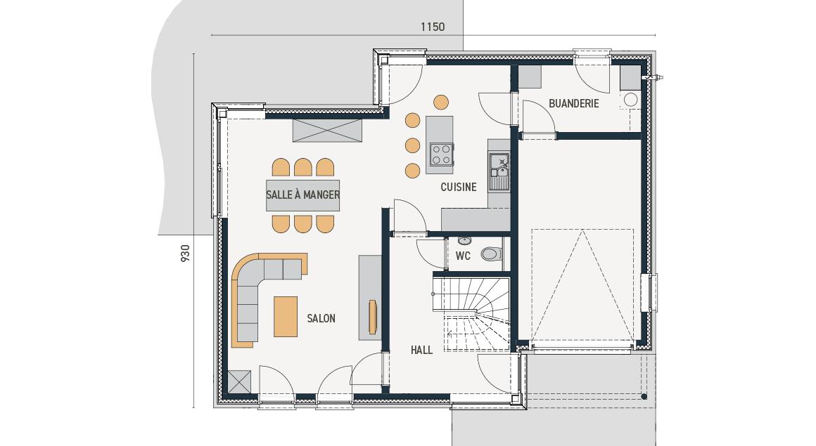 Maison d'inspiration Ecostyle 16 - Plan rez