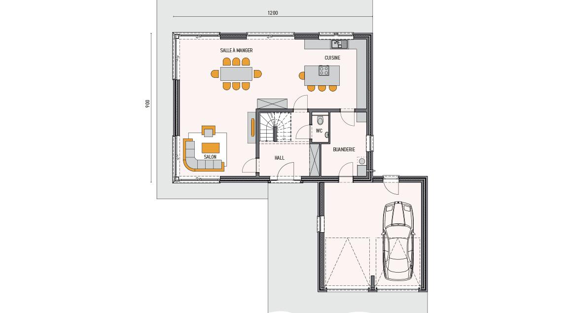 Maison d'inspiration Ecostyle 17 - Plan rez