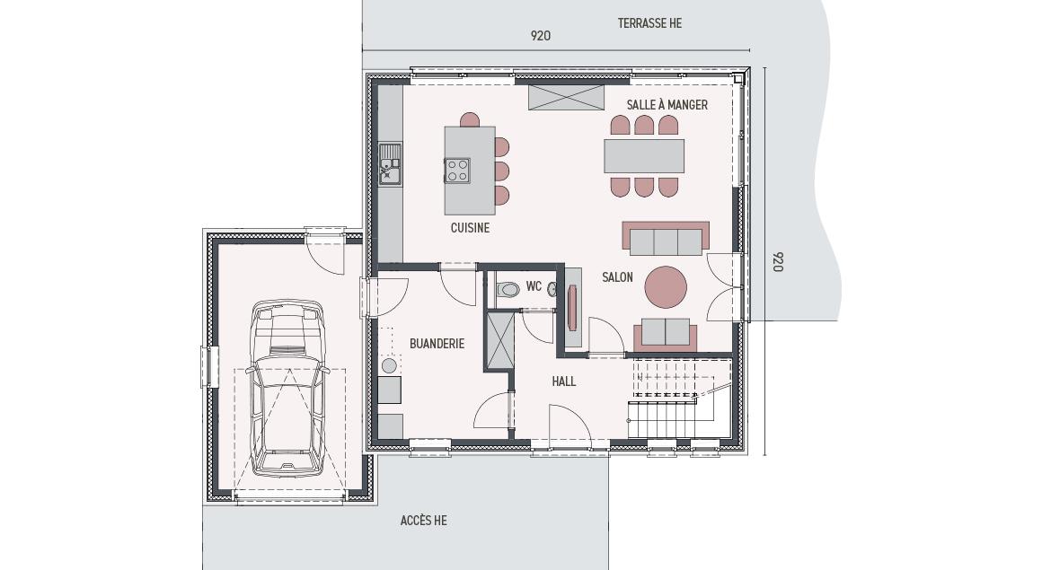 Maison d'inspiration Ecostyle 22 - Plan rez