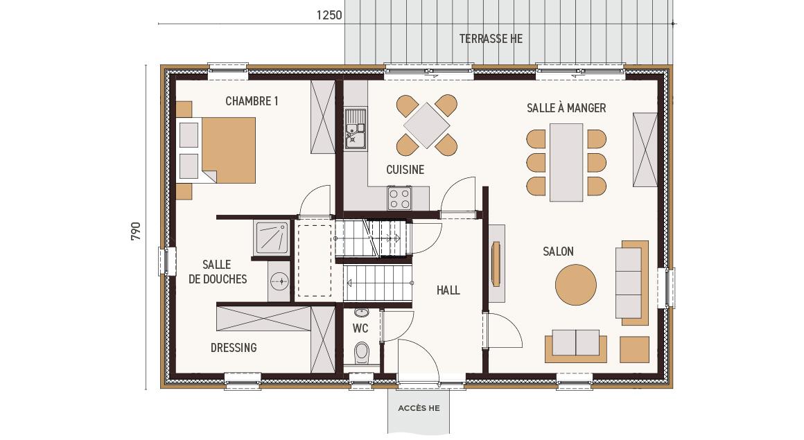 Maison d'inspiration Ecostyle 23 - Plan rez