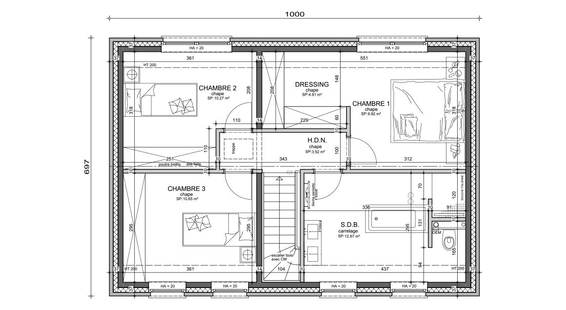 Maison d'inspiration Évidence plans étage