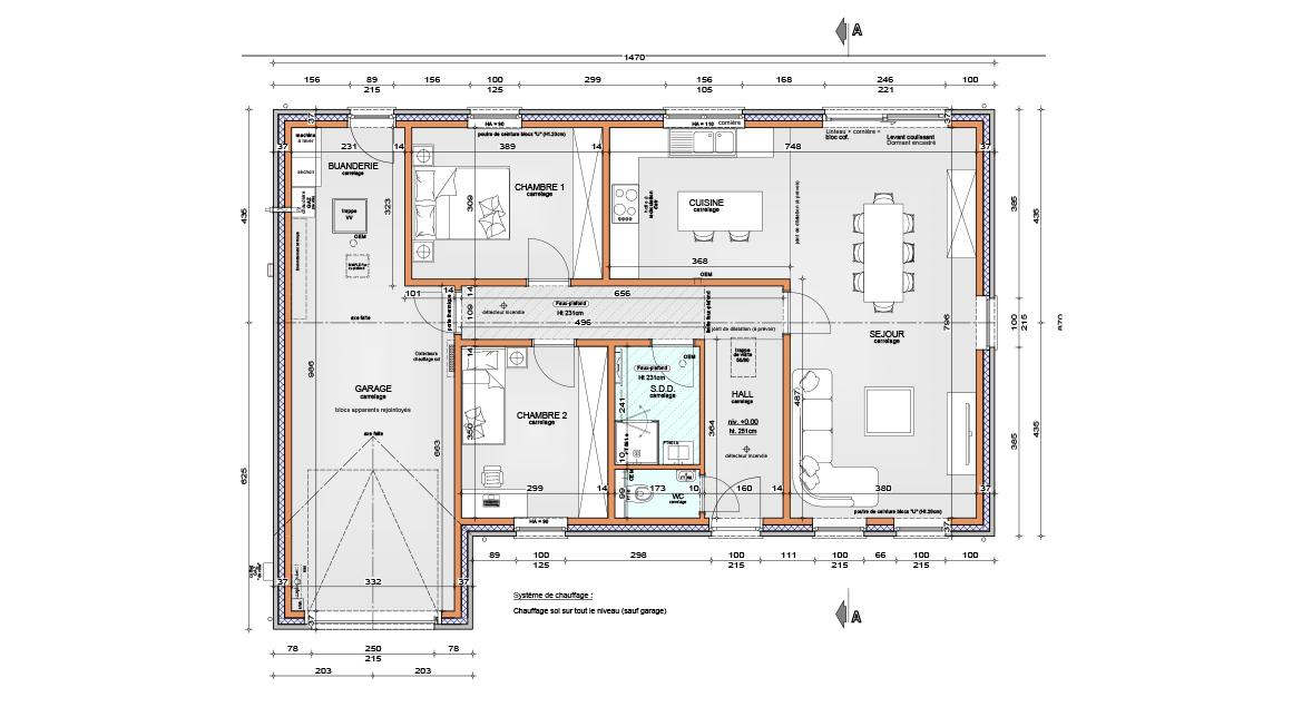 Maison d'inspiration Ancrage Plans du rez et garage