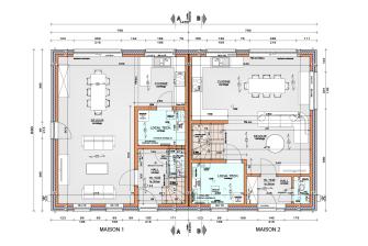 Maison d'inspiration Duo plans du rez-de-chaussée