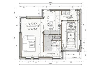 Maison d'inspiration Écostyle 16 plans du rez-de-chaussée
