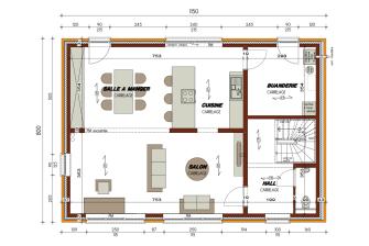 Maison d'inspiration Écostyle 21 plans du rez-de-chaussée